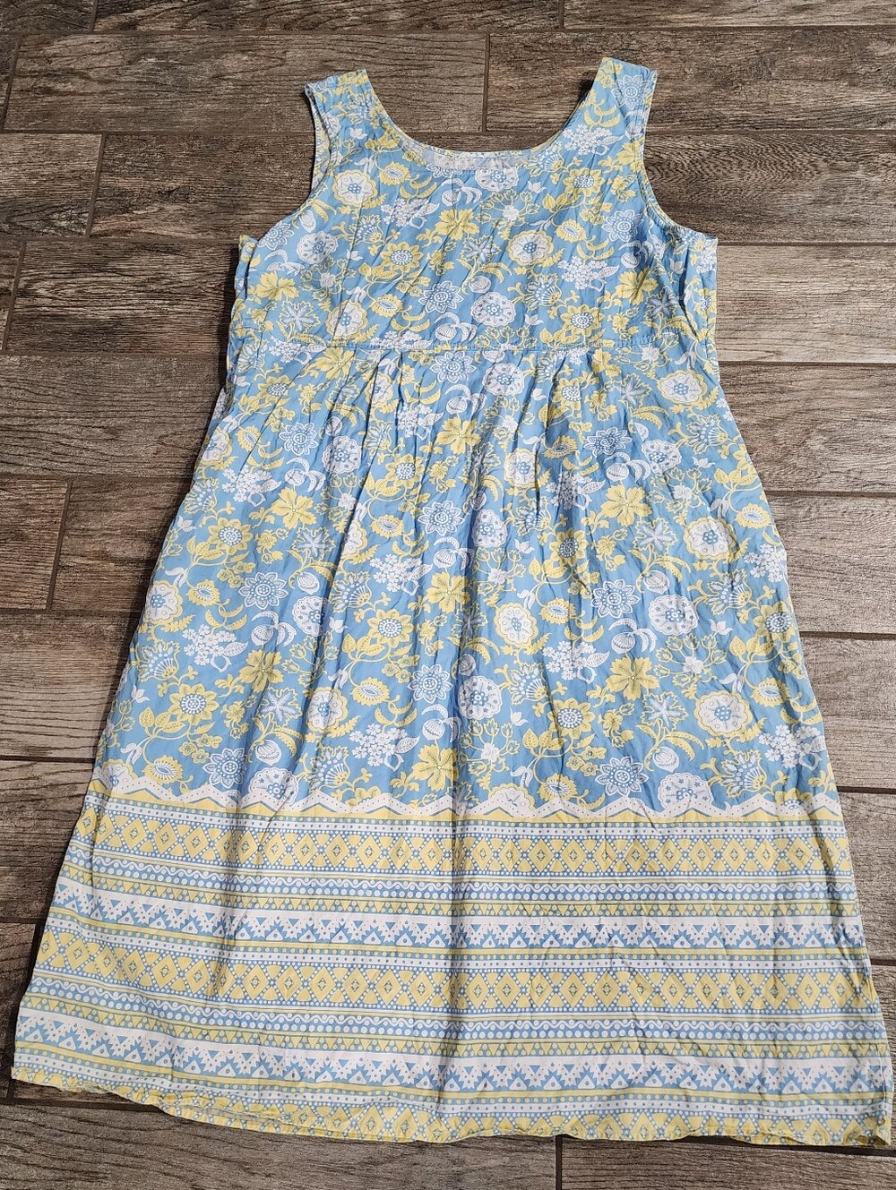 Lanz of Salzbury 100% Cotton Blue and yellow floral paisley dress XXL